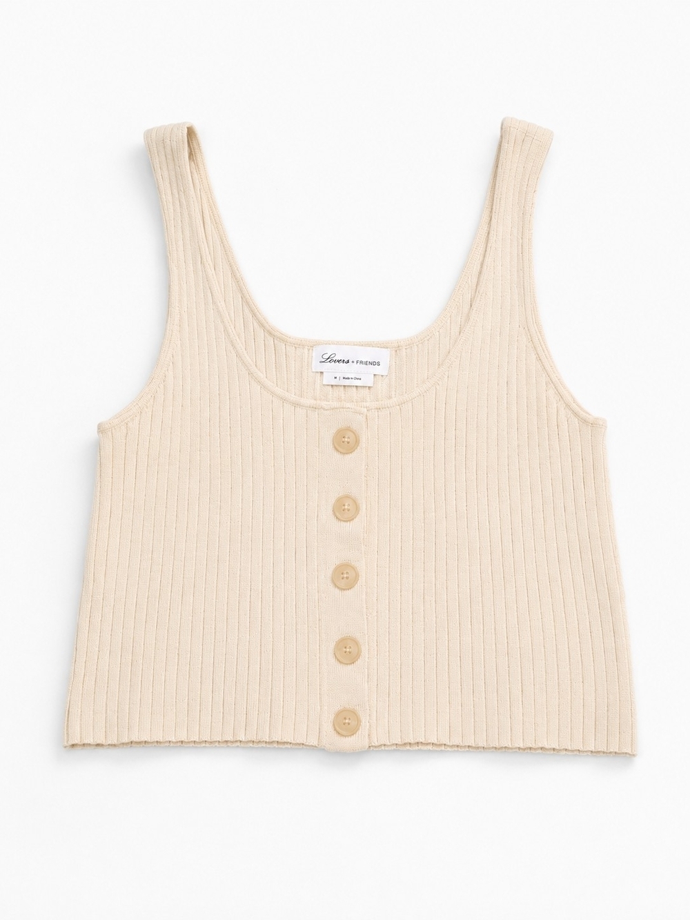 REVOLVE Lovers + Friends Cream Ribbed Button Front Mariposa Tank Top Medium - Picture 6 of 11